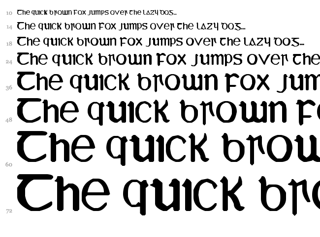 YY Uncial Most Irish font waterfall